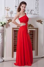 Discount One Shoulder Red Chiffon 2014 Evening Party Dress