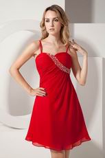 Spaghetti Straps Short Homecoming Dress In Wine Red