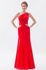 Allure One Shoulder Floor Length Evening Dress In Red