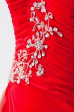 Pretty Strapless Sweep Train Scarlet Chiffon Prom Dress Online