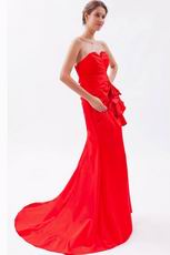 V-Shaped Strapless Court Train Scarlet Prom Dress For Sale