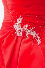 V-Shaped Strapless Court Train Scarlet Prom Dress For Sale