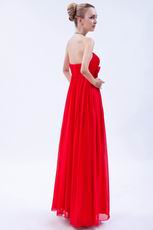 One Shoulder Rosette Decorate Scarlet Chiffon Prom Dress