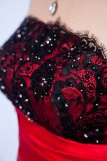 Strapless Lace Bodice Cathedral Train Dark Red Prom Ball Gown