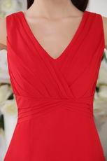 Wine Red V-neck Design Chiffon Special Occasion Dress