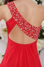 Sexy One Shoulder Beaded Wine Red Homecoming Dress