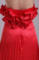 Red Short Prom Dress Design With Ruched Handmade Flower