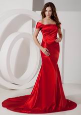 Cheap Off The Shoulder Scarlet Evening Party Gown Dress