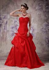 A-line Wine Red Prom Floor Length Puffy Skirt With Side Applique