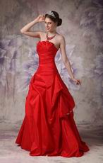 A-line Wine Red Prom Floor Length Puffy Skirt With Side Applique