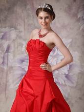 A-line Wine Red Prom Floor Length Puffy Skirt With Side Applique