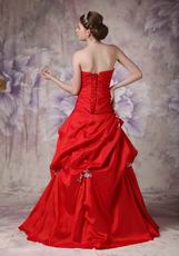 A-line Wine Red Prom Floor Length Puffy Skirt With Side Applique