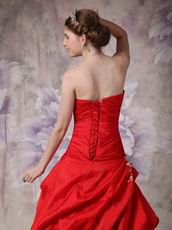 A-line Wine Red Prom Floor Length Puffy Skirt With Side Applique