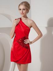 Sexy Scarlet One Shoulder Side Zipper Short Prom Dress With Sequin