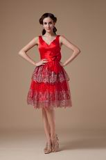 V Neck Corset Back Sequined Red Short Prom Dress In Texas