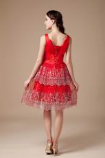 V Neck Corset Back Sequined Red Short Prom Dress In Texas