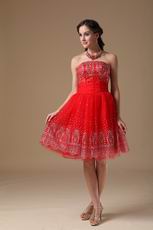 Strapless Knee-length Red Short Prom Dress For Girls Wear