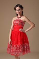 Strapless Knee-length Red Short Prom Dress For Girls Wear