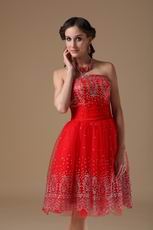 Strapless Knee-length Red Short Prom Dress For Girls Wear