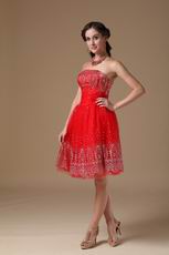 Strapless Knee-length Red Short Prom Dress For Girls Wear