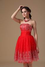 Strapless Knee-length Red Short Prom Dress For Girls Wear