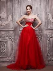 Long Skirt Red A-line Evening Dress Top Designer 2014