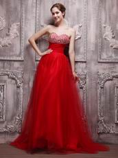 Long Skirt Red A-line Evening Dress Top Designer 2014