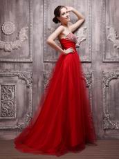 Long Skirt Red A-line Evening Dress Top Designer 2014