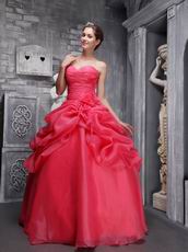 Coral Pink Ball Gown 15th Quinceanera Dress With Handmade Flower