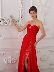 Dancing Floor Evening Dress With Scarlet Split Chiffon Skirt