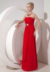 Wine Red Strapless Junior Gown For Bridesmaid Wear