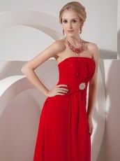 Wine Red Strapless Junior Gown For Bridesmaid Wear
