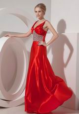 Classical Scarlet V-neck Evening Party Dresses UK