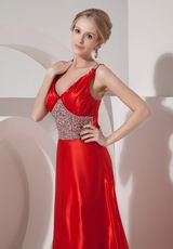 Classical Scarlet V-neck Evening Party Dresses UK