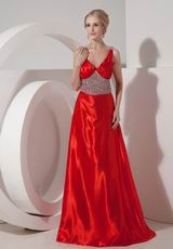 Classical Scarlet V-neck Evening Party Dresses UK