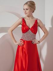 Classical Scarlet V-neck Evening Party Dresses UK