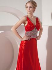 Classical Scarlet V-neck Evening Party Dresses UK