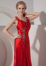 Elegant Spaghetti Straps Dark Red Cache Amazing Prom Dress