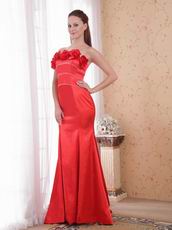 Scarlet Mermaid Strapless Prom Dress With Handcrafted Flowers