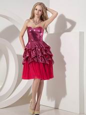 Fuchsia Sweetheart Flare Sequin Cocktail Dress 2014