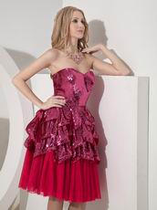 Fuchsia Sweetheart Flare Sequin Cocktail Dress 2014