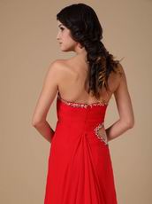 2019 Sweetheart Red Chiffon Prom Dance Dress With Panel Train