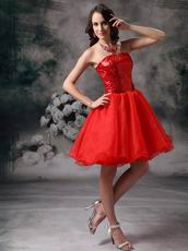 Sequin Bodice Sweet 16 Dress With Scarlet Organza Short Skirt