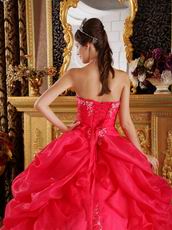 Strapless Deep Pink Quinceanera Dress With Embroidery Bottom