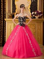 Applique Bodice Sweetheart Hot Pink Petite Quinceanera Dress