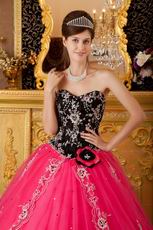 Applique Bodice Sweetheart Hot Pink Petite Quinceanera Dress