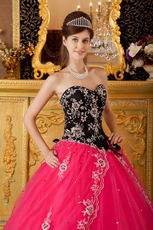 Applique Bodice Sweetheart Hot Pink Petite Quinceanera Dress