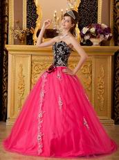 Applique Bodice Sweetheart Hot Pink Petite Quinceanera Dress