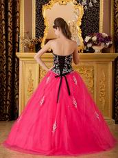 Applique Bodice Sweetheart Hot Pink Petite Quinceanera Dress