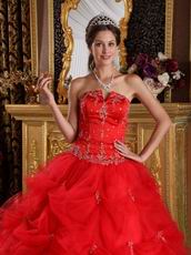 Dark Red V-shaped Ball Gown Floor Length Quinceanera Dress